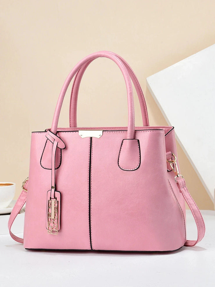 Fluidapparelshop Handbag Retro Solid Color Handbags For Women, Elegant PU Leather Crossbody Bag, Trendy Office & Work Purses