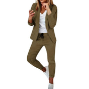 Fluidapparelshop Pants set Brown / XXL / spain Eye-Catching Women's Pants Set Elegant Blazers and Coordinating Tops Chic Style