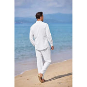 Fluidapparelshop Pants set Casual Cotton Linen Men's Suit Two Piece Sets