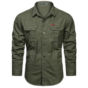 Fluidapparelshop Shirts army green / M / CHINA Men Long Sleeve Casual Cotton Shirts