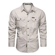 Fluidapparelshop Shirts Beige / M / CHINA Men Long Sleeve Casual Cotton Shirts