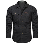 Fluidapparelshop Shirts black / M / CHINA Men Long Sleeve Casual Cotton Shirts