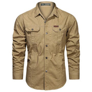 Fluidapparelshop Shirts khaki / M / CHINA Men Long Sleeve Casual Cotton Shirts