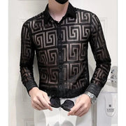 Fluidapparelshop Shirts Men's Long-sleeved Fashion Brand Lapel Printed Shirt Eye Catching and Stylish