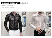 Fluidapparelshop Shirts Men's Long-sleeved Fashion Brand Lapel Printed Shirt Eye Catching and Stylish