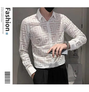 Fluidapparelshop Shirts Men's Long-sleeved Fashion Brand Lapel Printed Shirt Eye Catching and Stylish