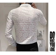 Fluidapparelshop Shirts Men's Long-sleeved Fashion Brand Lapel Printed Shirt Eye Catching and Stylish