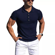 Fluidapparelshop Shirts Navy Blue / US XXXL Men's Summer Solid Stripe  Elasticity Short Sleeve Polo Shirts