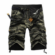 Fluidapparelshop Shorts 军绿迷彩(军绿迷彩) / 34(34) Men's Washed Cotton Cargo Shorts Casual Short Pants for Male