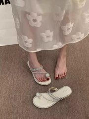 Fluidapparelshop Slippers Trending Cute Girl Two-Way Flats Sparkling Rhinestones Slippers