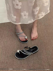 Fluidapparelshop Slippers Trending Cute Girl Two-Way Flats Sparkling Rhinestones Slippers