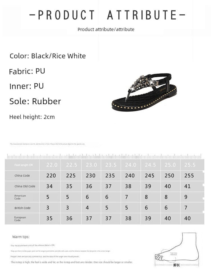 Fluidapparelshop Spring Fashion Flip-Toe Rhinestone Ins Fashionable Sandals