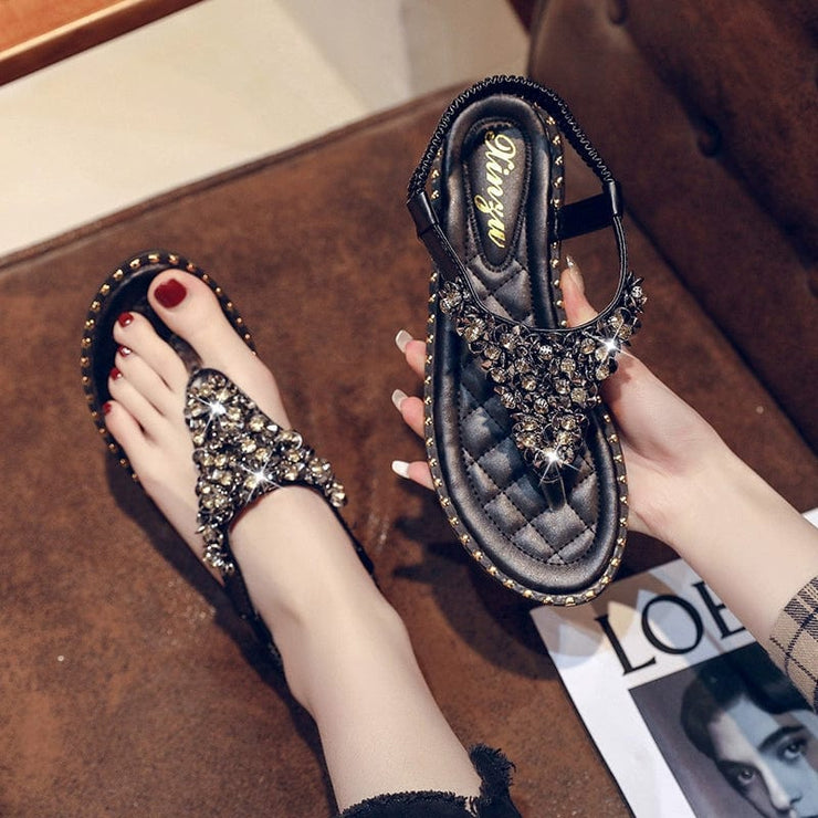 Fluidapparelshop Spring Fashion Flip-Toe Rhinestone Ins Fashionable Sandals