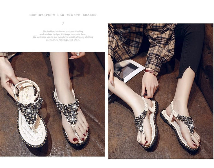 Fluidapparelshop Spring Fashion Flip-Toe Rhinestone Ins Fashionable Sandals