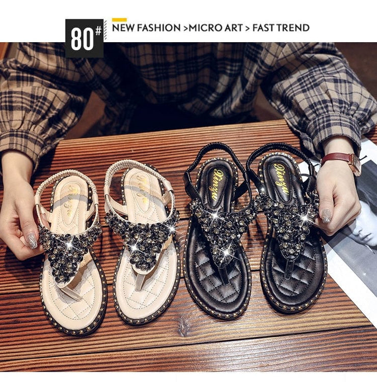 Fluidapparelshop Spring Fashion Flip-Toe Rhinestone Ins Fashionable Sandals