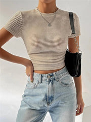 Fluidapparelshop Tops Eye-Catching Women's Summer Skinny T-Shirt with Short Sleeves Stylish Crop Top