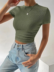 Fluidapparelshop Tops Eye-Catching Women's Summer Skinny T-Shirt with Short Sleeves Stylish Crop Top