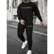 Fluidapparelshop Tracksuit black / US EU Size-S Men's Casual Crew Neck Long Sleeved Sweatshirt And Sweatpants Joggers Set  Tracksuit