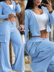 Fluidapparelshop Tracksuit Blue / XL Women  Camouflage Print Two Piece Sets Autumn Tracksuit