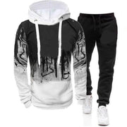 Fluidapparelshop Tracksuit Design4 white / XXL Men's  casual gym fitness outdoor jogging sportswear, Hoodie Tracksuits