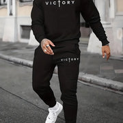 Fluidapparelshop Tracksuit Men's Casual Crew Neck Long Sleeved Sweatshirt And Sweatpants Joggers Set  Tracksuit