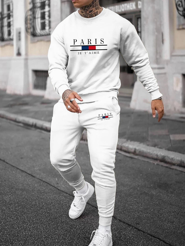 Fluidapparelshop Tracksuits Ivory / L Trendy New Sweatshirt Sweatpants Set Men&