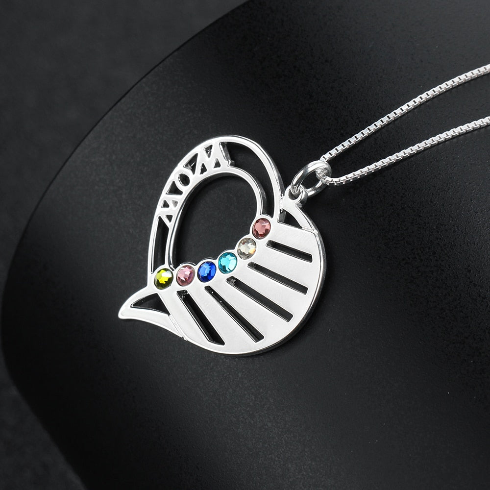 Women  Necklace Personalized Birthstone Engrave Name  Sterling Silver Necklaces